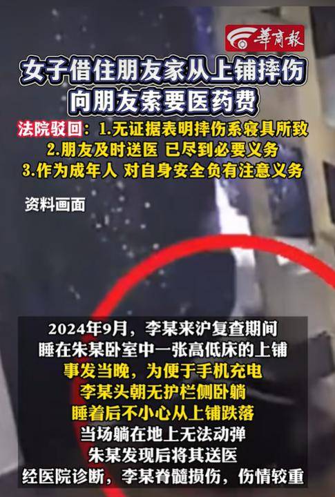 皇冠信用盘登3代理申请_女子因病来上海就诊皇冠信用盘登3代理申请，借住朋友家从上铺摔下受伤，向朋友索要医药费！法院判了
